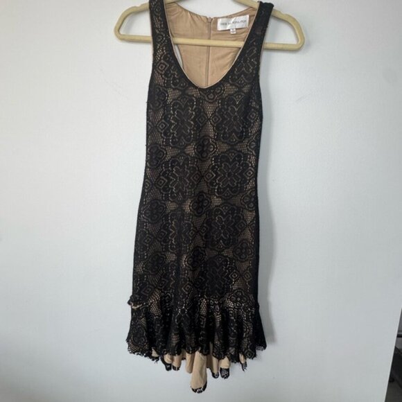 Dress the Population Black & Beige V-Neck Midi Dress - Size Small - Picture 6 of 16